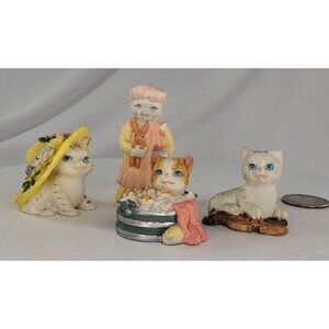 Kitty Cat Figurine Lot Kittens Tabby Resin